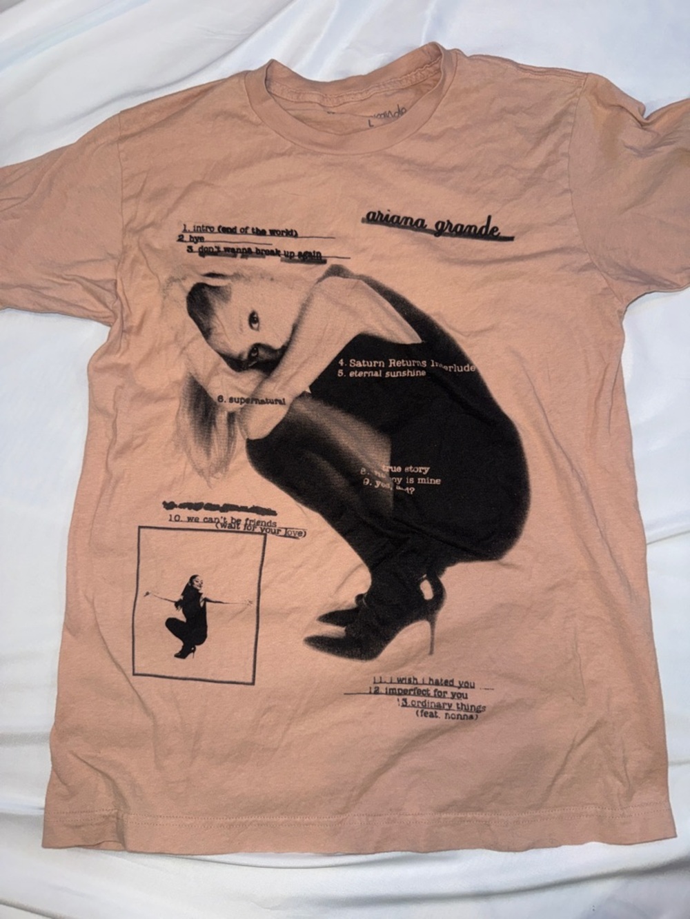 Ariana Grande Peach Tee with Black Photo Graphic